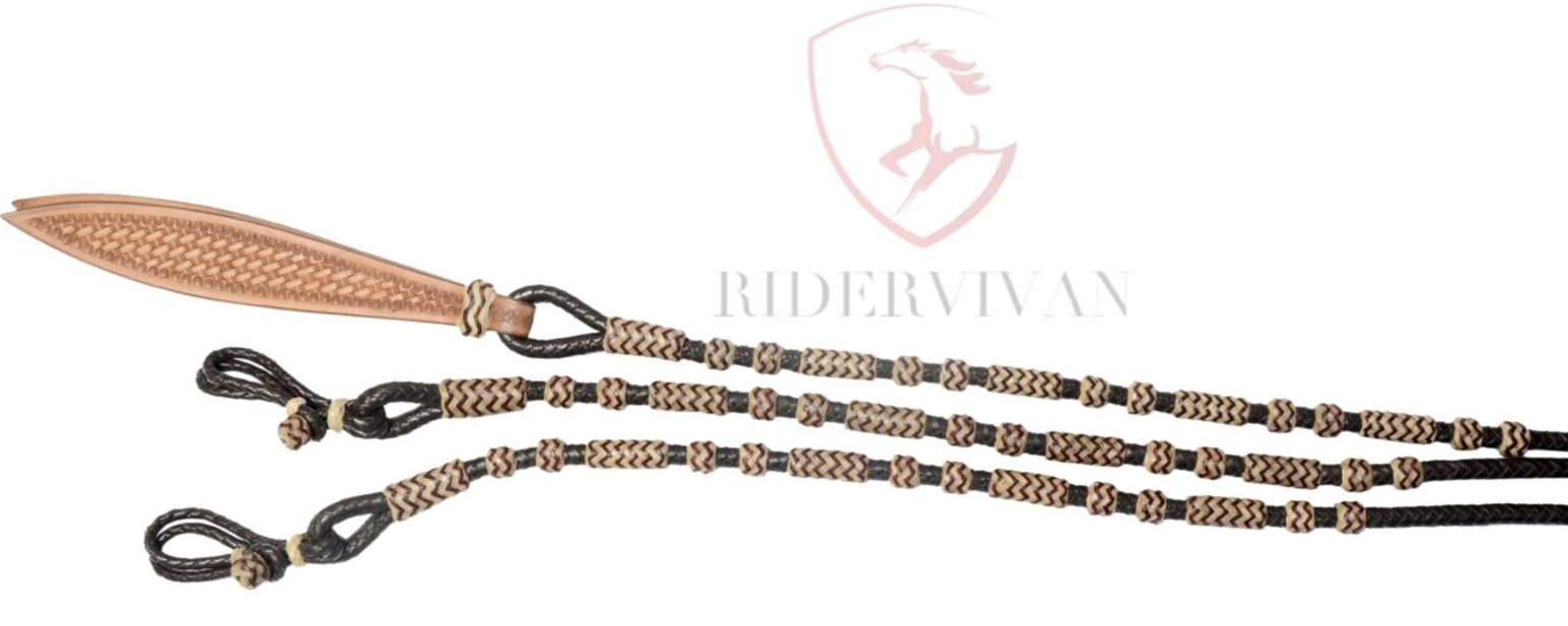 Romal Reins Dark Chocolate Brown, 10 Plaits Romel Reins, 45" Romel Reins.