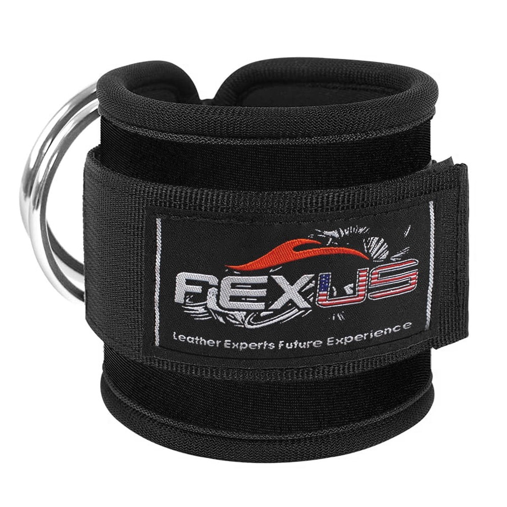 Gym Ankle Straps for Cable Machine – Adjustable Padded D-Ring Leg Workout Pair