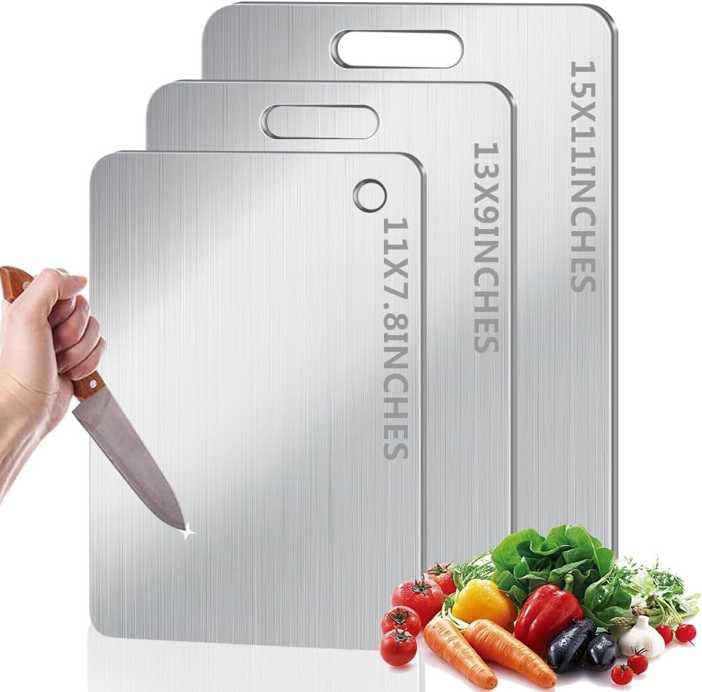 Titanium Cutting Board Set of 3, 100% Pure Titanium Cutting Boards for Kitchen,