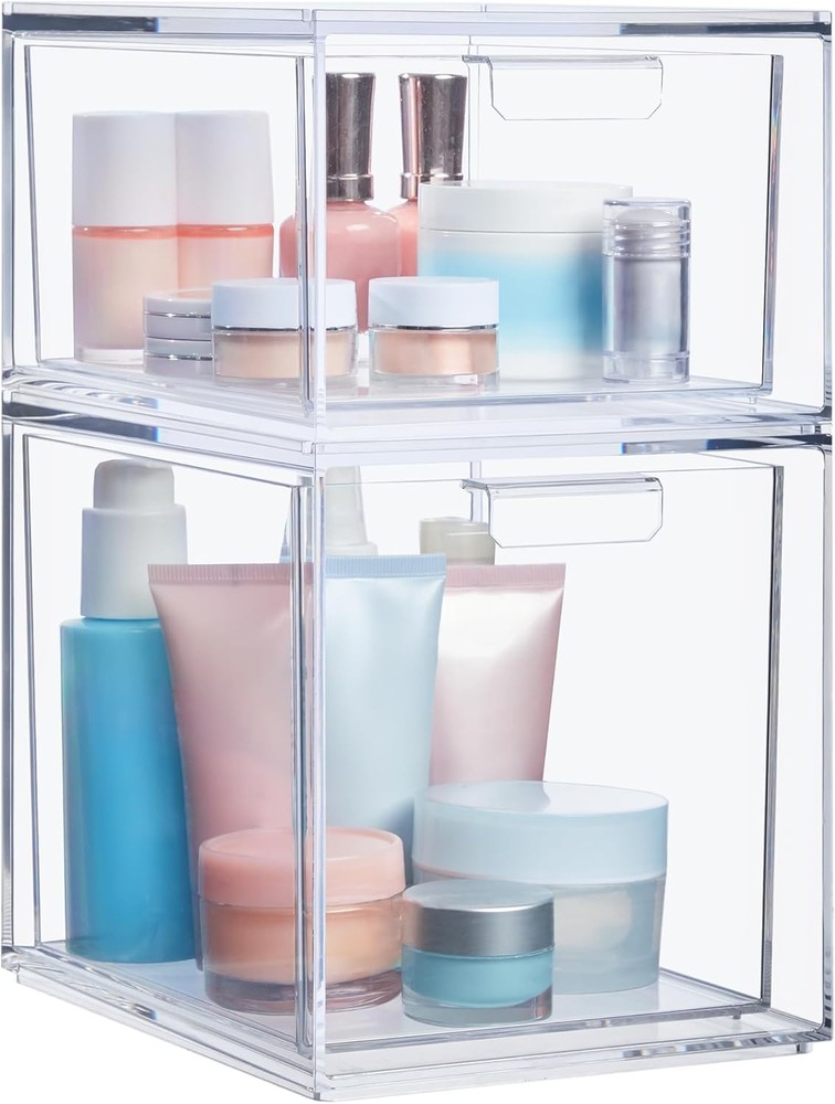 Audrey Staable Clear Bin Plastic Organizer Ders | 2 Piece Set |