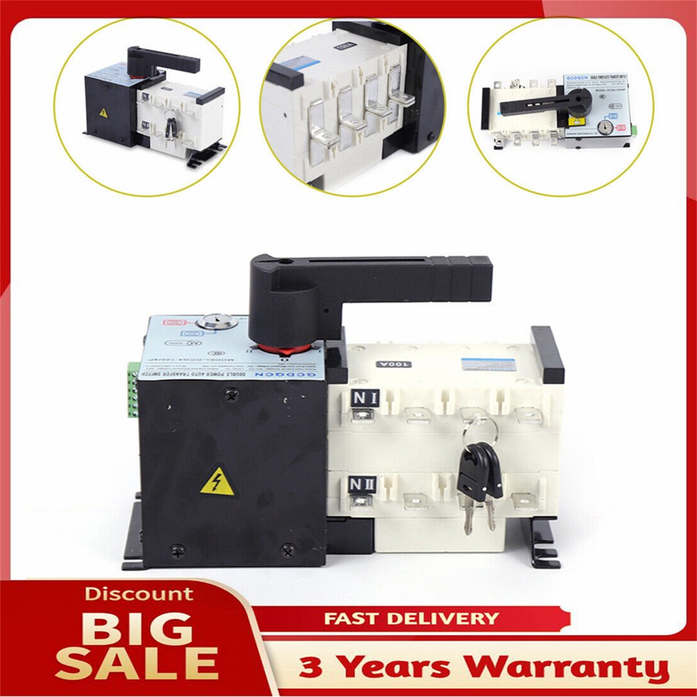 100AMP Dual Power Automatic Transfer Switch Changeover Isolation Generator USA