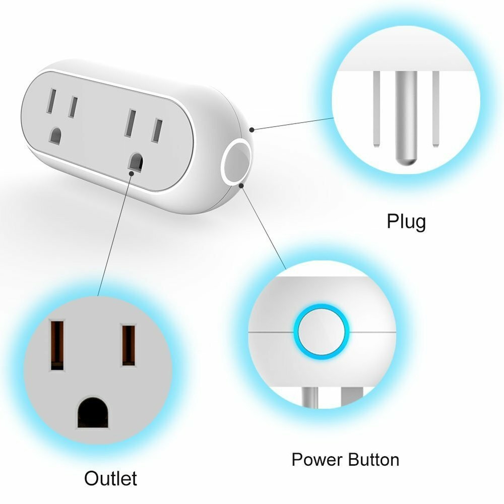Dual Socket Capsule Smart WiFi Plugs Dual Outlets Alexa Google ITFFF SmartThings