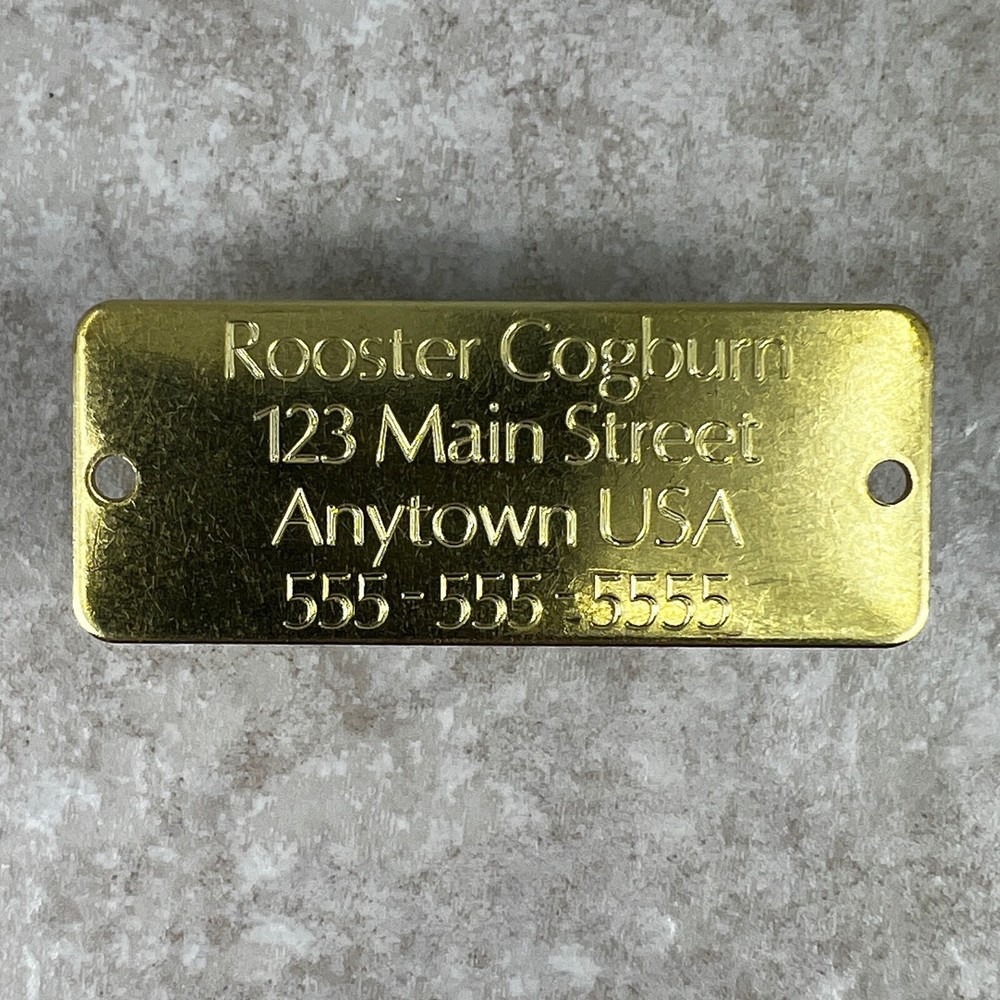 Custom Engraved Tags Personalized NAME PLATE ID Name Plate RUSTIC BRASS MEDIUM