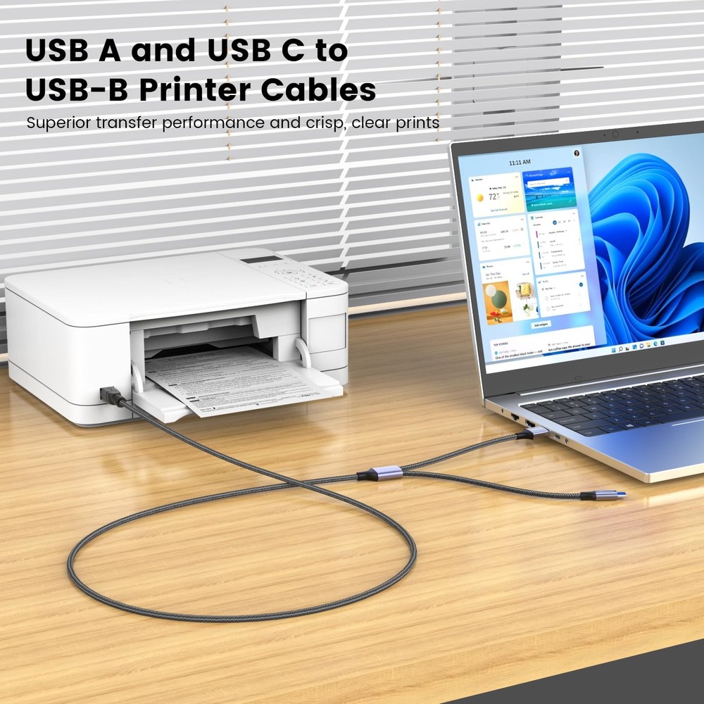 2in1 Usb Printer Cable 3.28ft/1m With Usb C To Midi Cable Printer Cableusb Midi