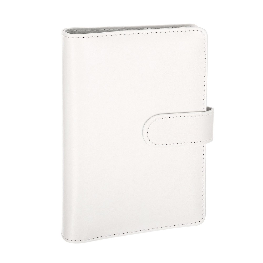 A6 PU Leather Binder Protector, 6 Ring Loose Leaf Notebook Shell, White