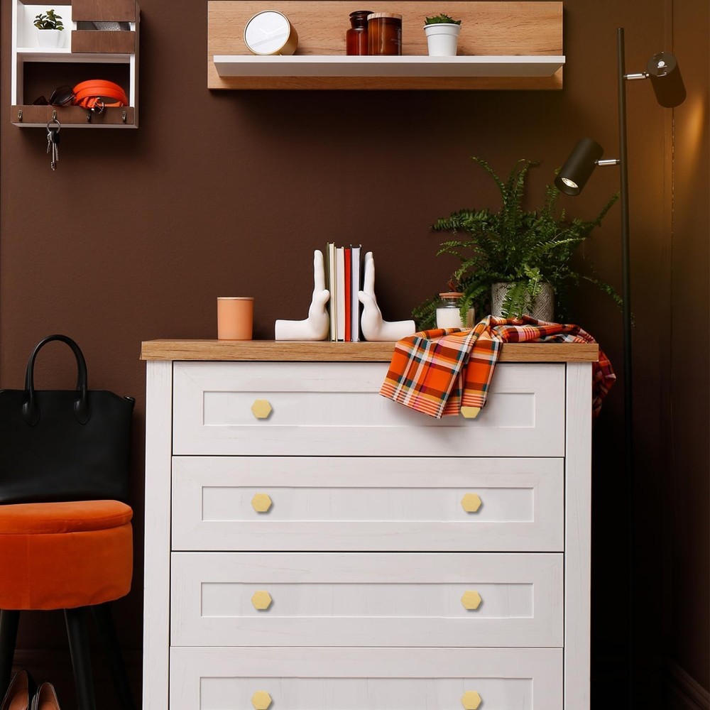 RZDEAL 1-1/10" Solid Brass Knobs Shoe Cabinets Knob and Pulls Hexagon Handles...