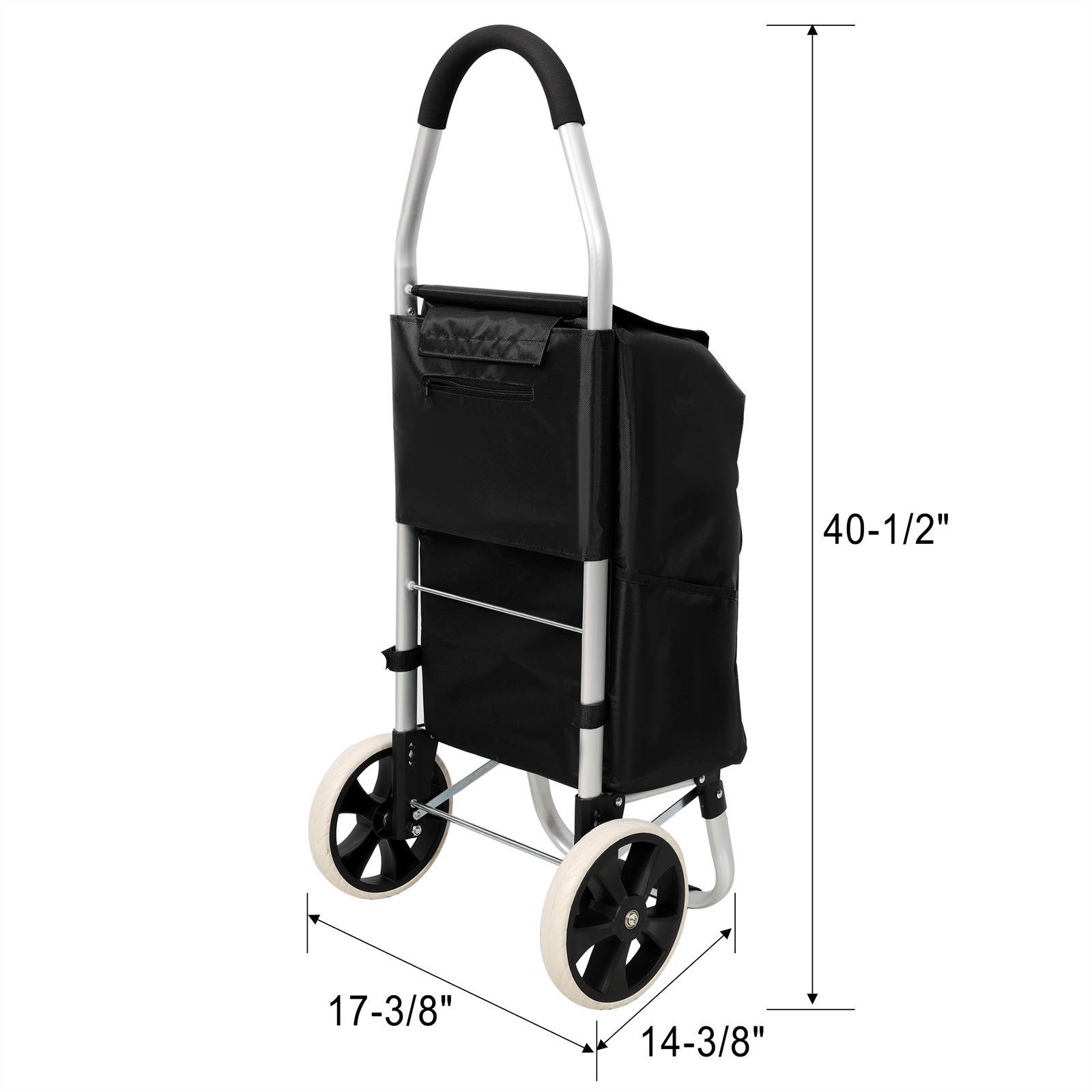 Trolley Dolly Foldable Shopping Grocery Cart with Wheels and Removable Bag