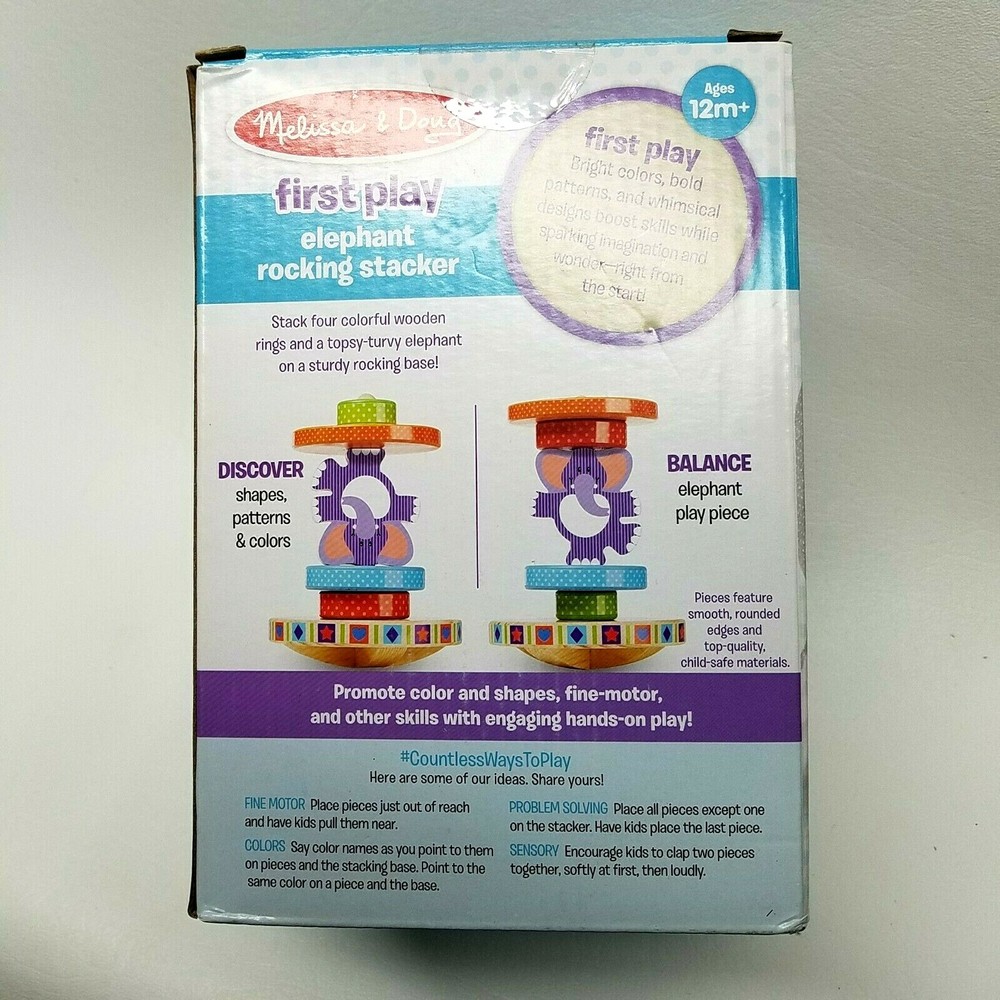 Melissa & Doug, FIRST PLAY ELEPHANT ROCKING STACKER, 12 Months +, New