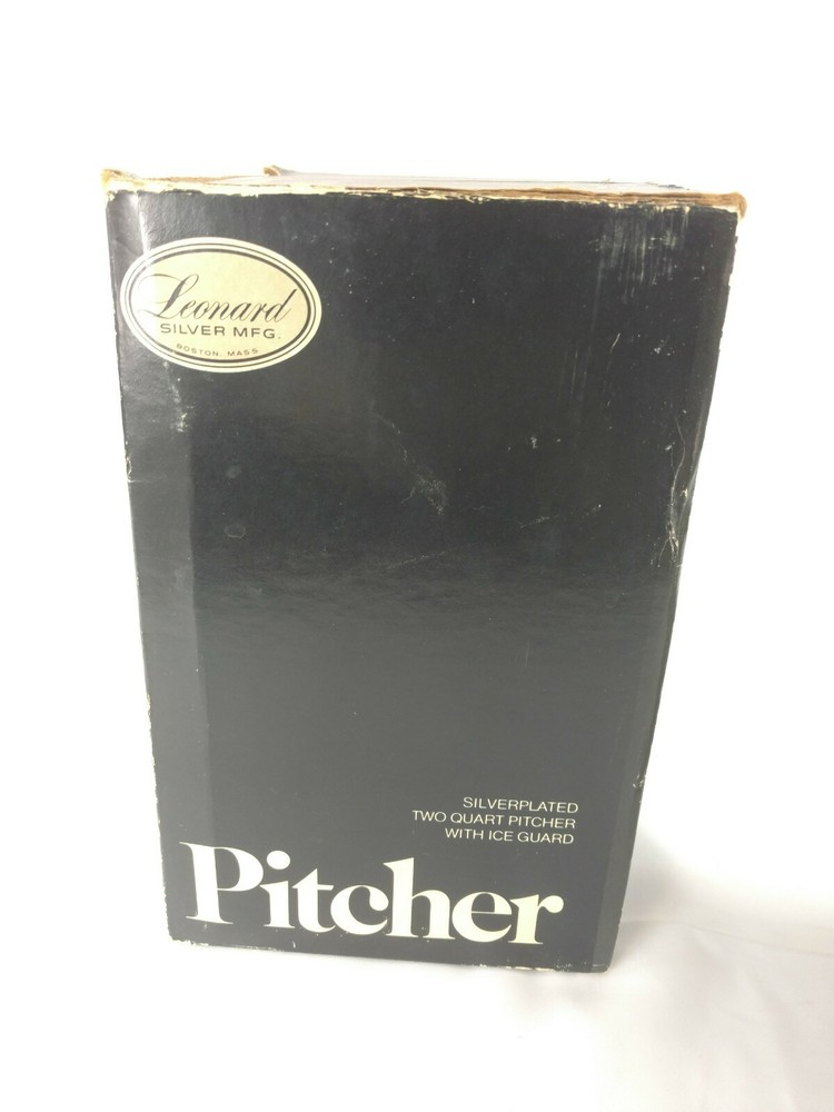 Vtg Leonard Silver MFG. Silverplated Two Quart Footed Pitcher W Ice Guard Boston