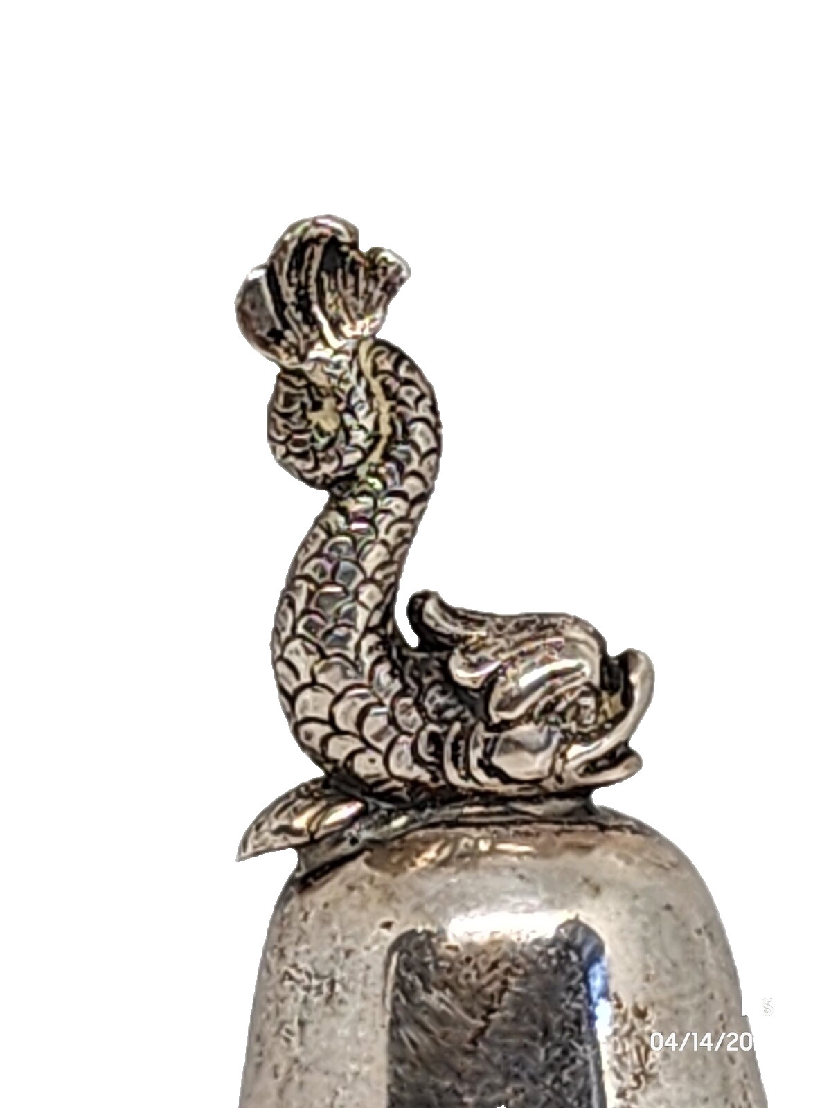 Wilhelm Binder .835 Silver Figural Bell – Mythical Dolphin Handle c.1900
