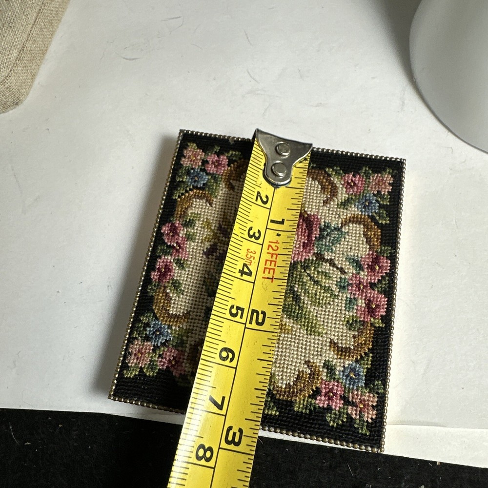 Vintage Compact Mirror Needlepoint Petit Point