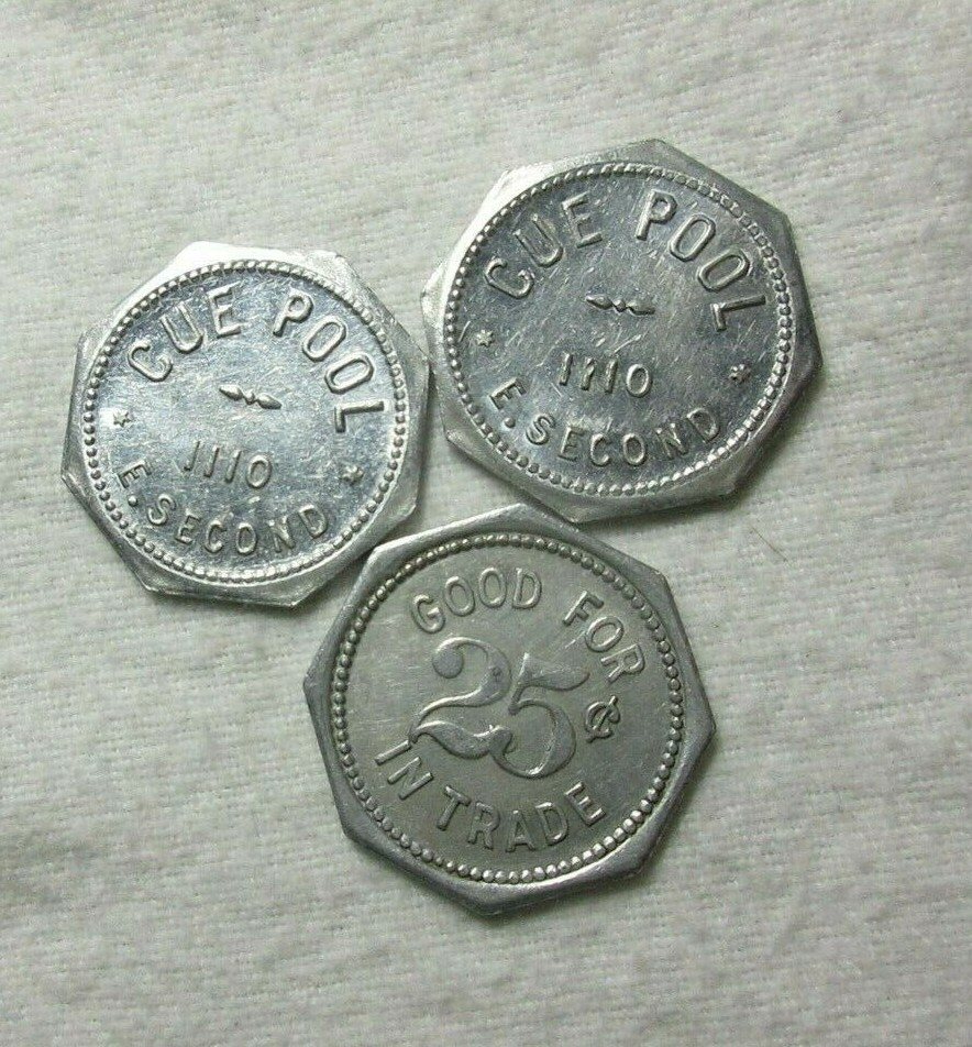 MONROE MICHIGAN MI ~ CUE POOL ~ 1110 E SECOND ST GF 25 ~ UNLISTED ~ 3 SAME TOKEN