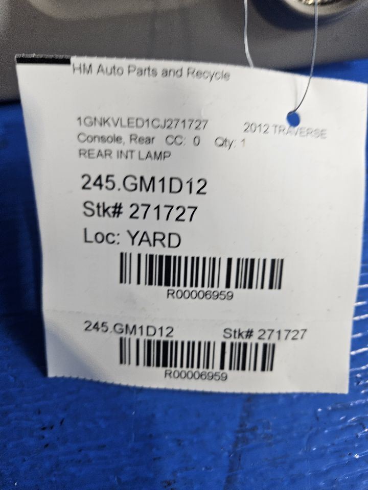 TRAVERSE 2012 REAR INTERIOR LIGHT 6959