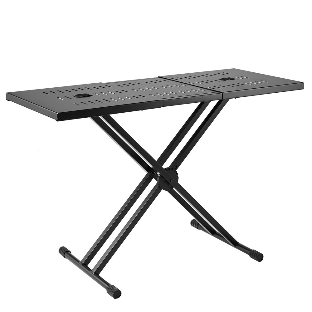 Portable Expandable DJ Table w/ Double-X Braced Keyboard Stand Adjustable