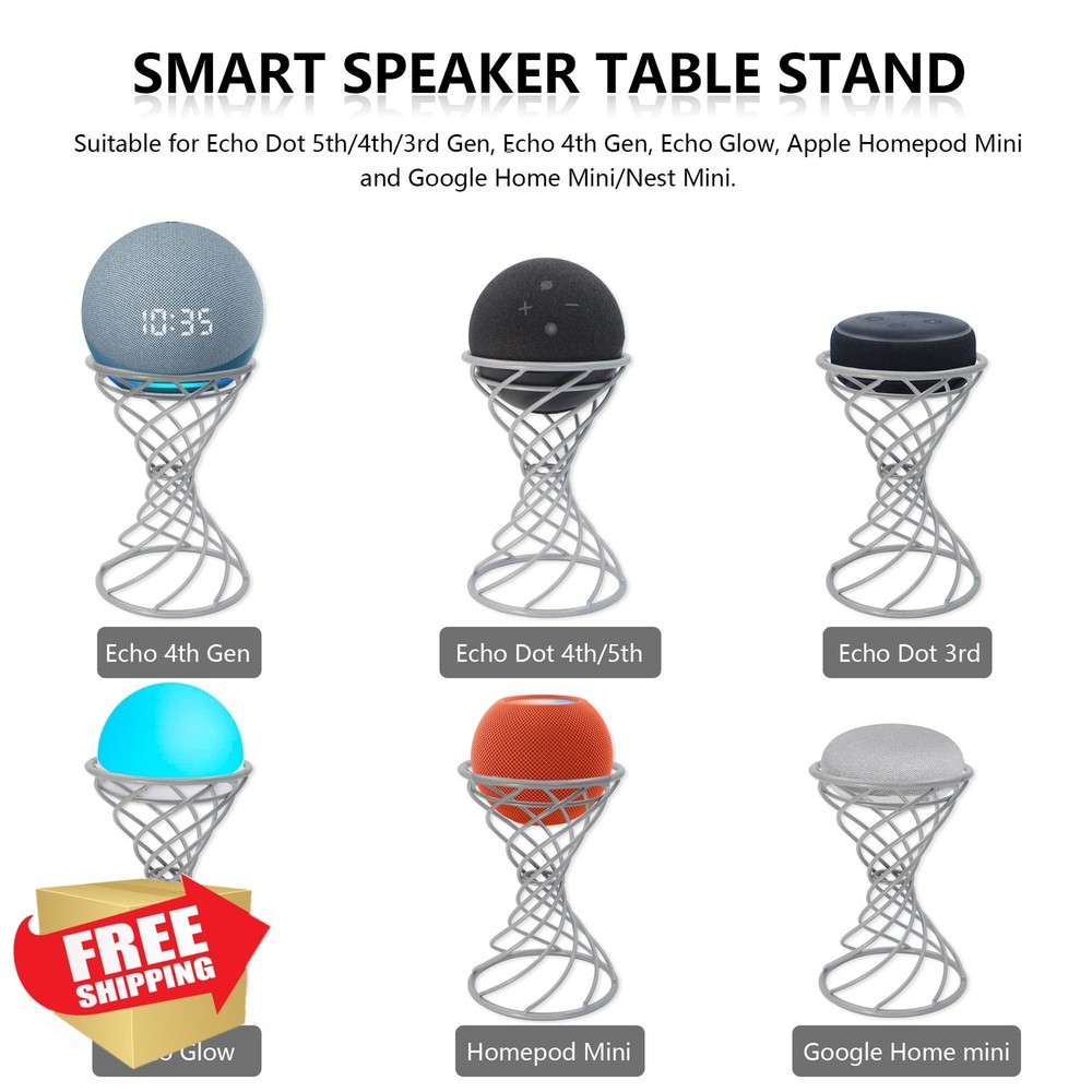 Dutiplus Smart Speaker Table Stand Holder Echo Dot Homepod Mini Silver