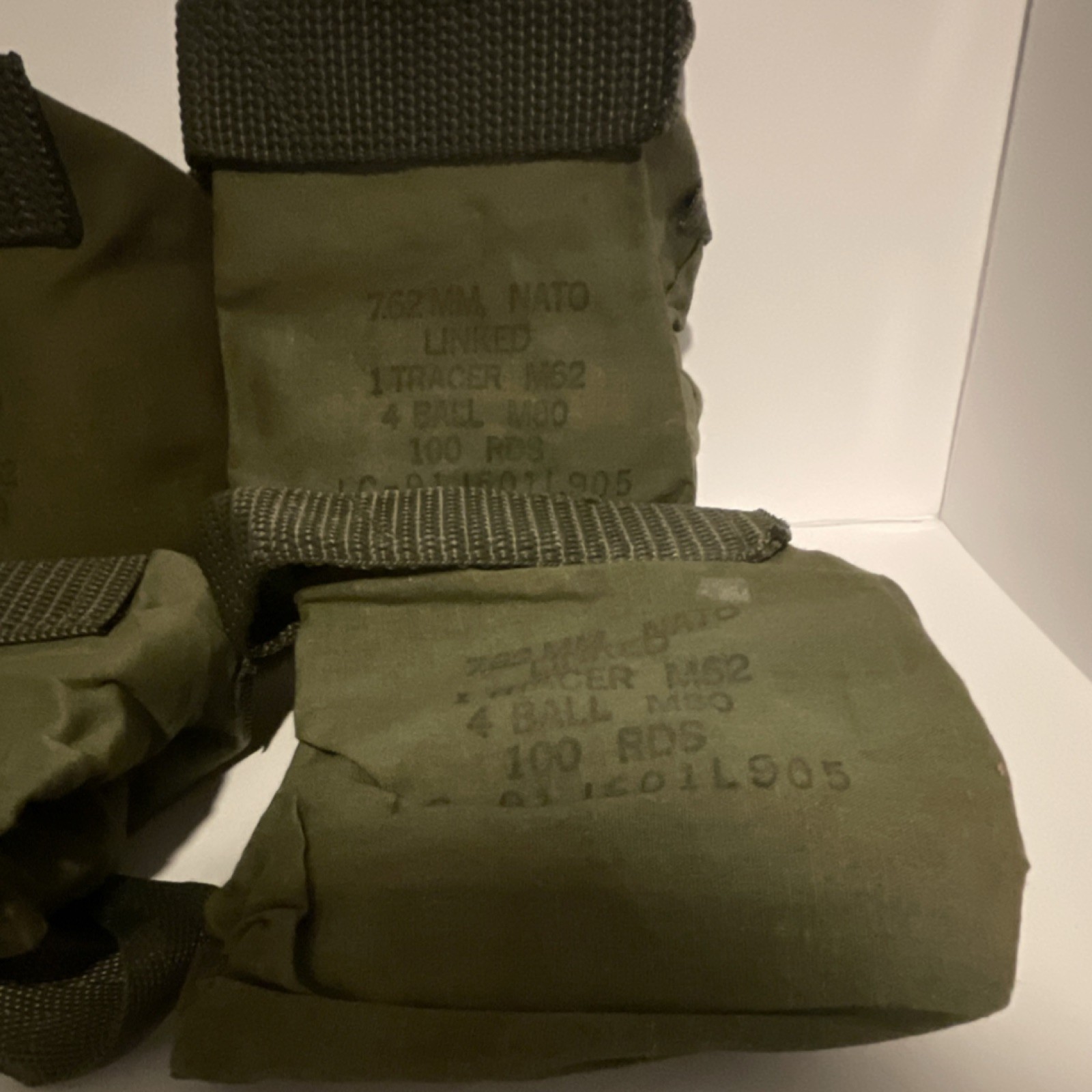 Lot of 6 USGI 7.62mm NATO 100rd Ammo Pouches w/ Straps – M60 M240 Canvas Bag