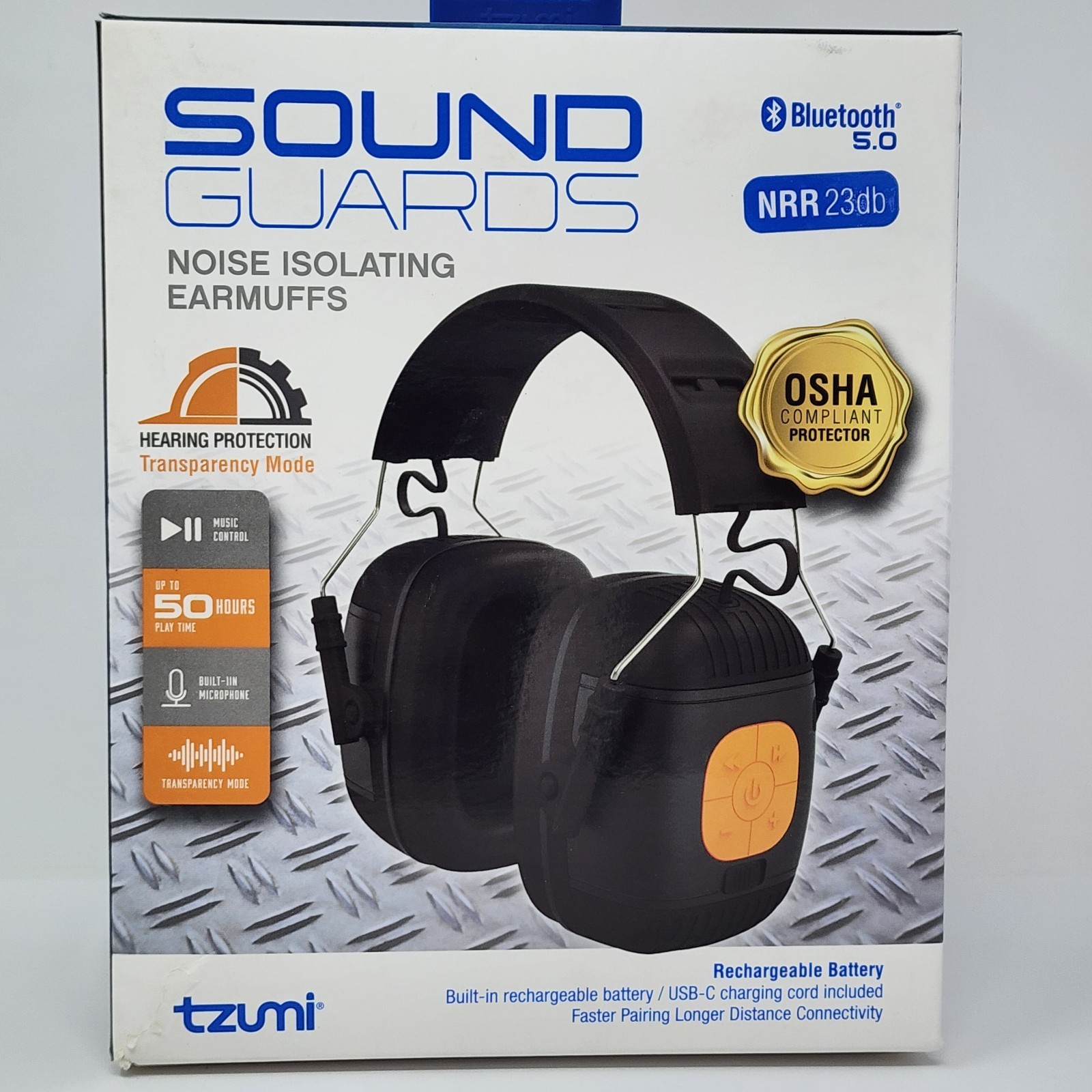 Tzumi Sound Guards Bluetooth Noise Isolating Hearing Protection Headphones Black