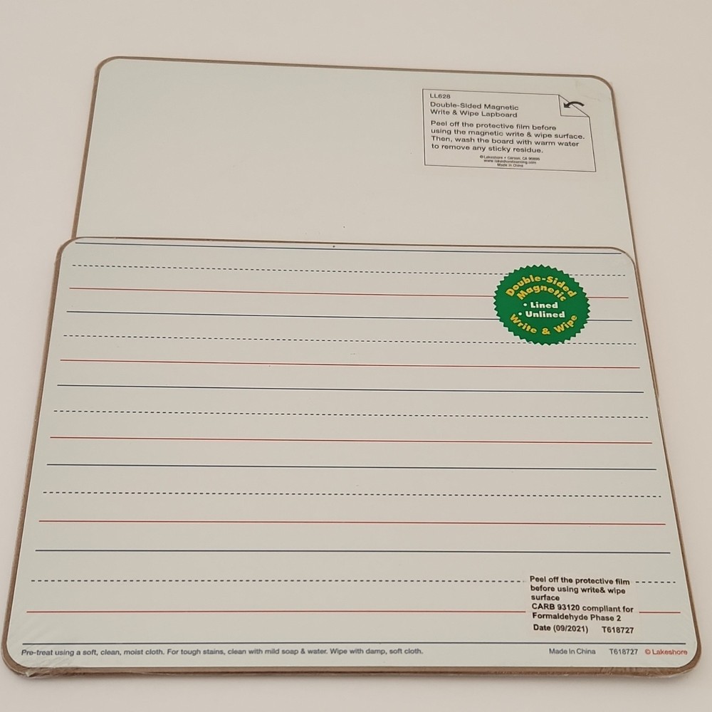 2 pack! Lakeshore LL628 Double-Sided Magnetic Write & Wipe Lapboard,Lined & Unli