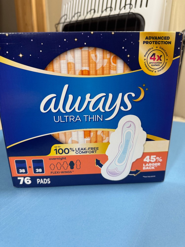 always Ultra Thin Advanced Overnight Pads, 76-count