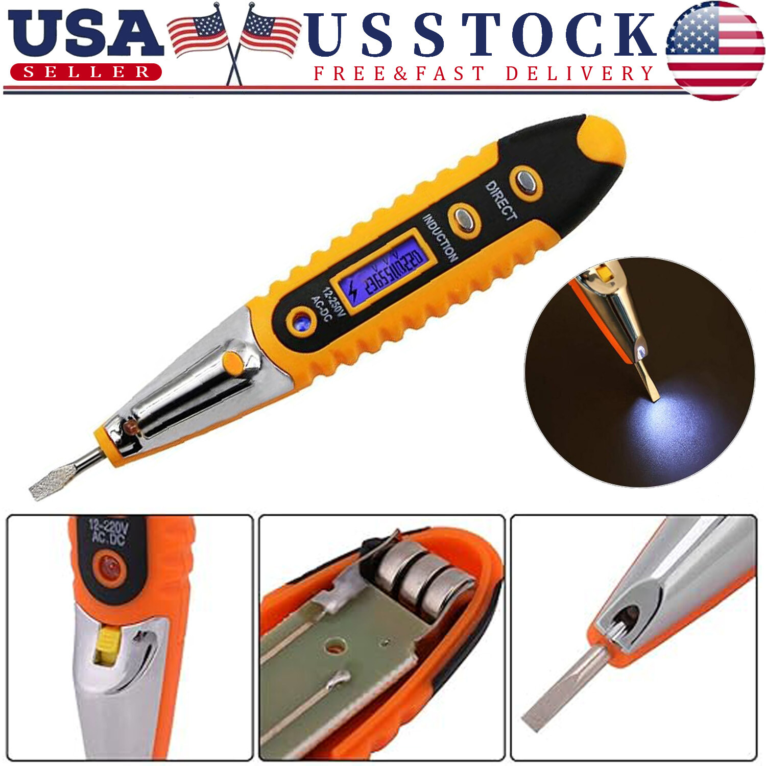 Voltage Electric Tester Volt Detector Test Pen AC DC Non-Contact Sensor 12-1000V