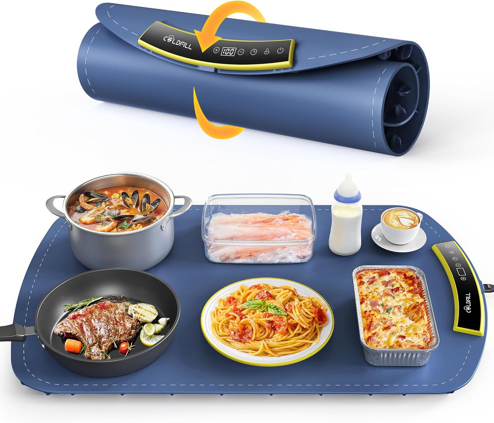 Rapid Heating Food Warming Mat - 8 Temp Settings, Auto-Off, Easy Clean