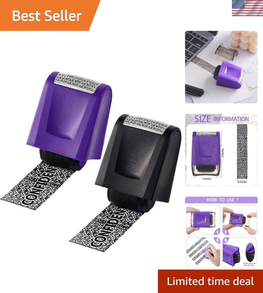 Durable & Portable Identity Theft Prevention Roller Stamp Set for Mailing