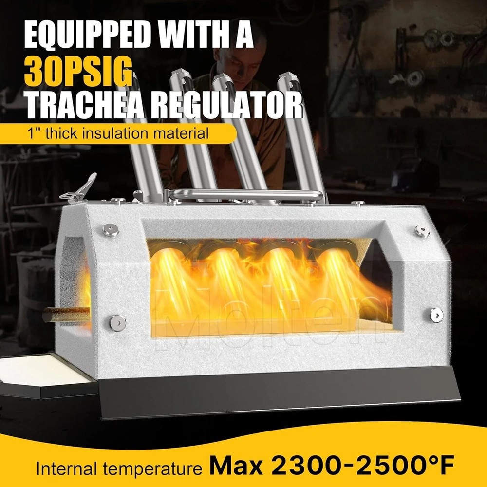 Four Burner Propane Gas Forge for Blacksmithing Knife Making Efficient Heating