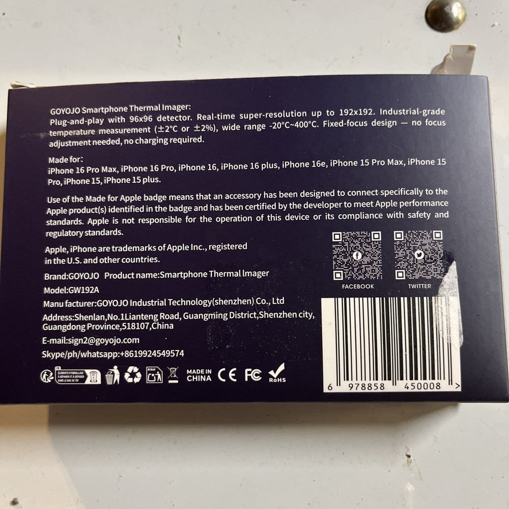 GOYOJO 192x192 Thermal Imaging Camera /USB-C/Made For IPhone