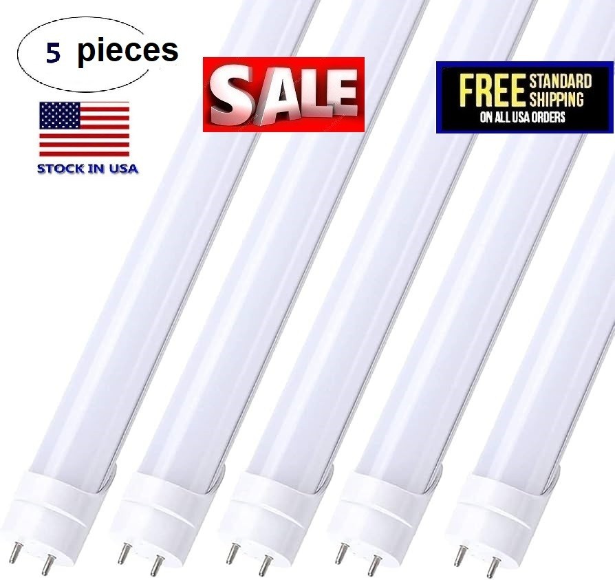 5 /100 Pack T8 48 Inch SHATTERPROOF LED Tube Light Bulbs 18W 4000k Frosted A+B
