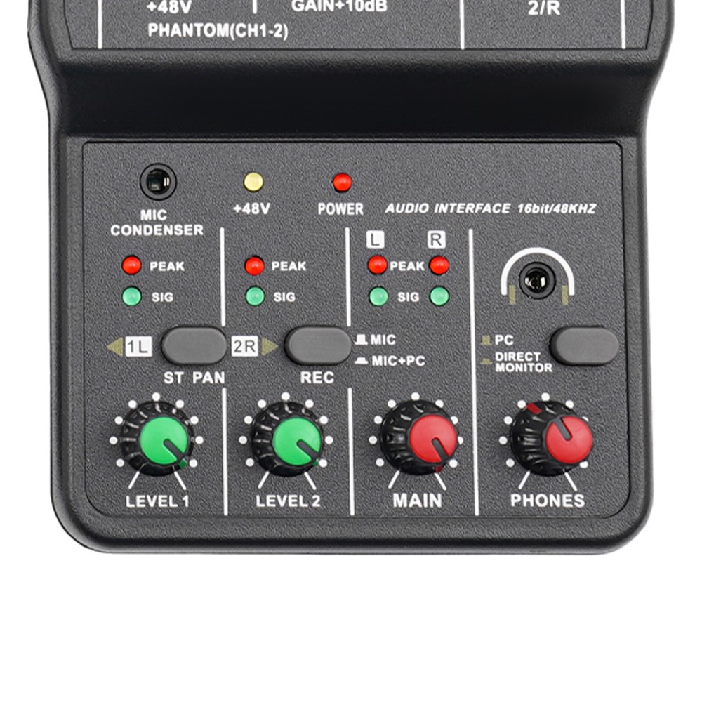 Pro Bluetooth Audio Mixer 4Channel USB DJ Sound Mixing Console Amplifier Studio