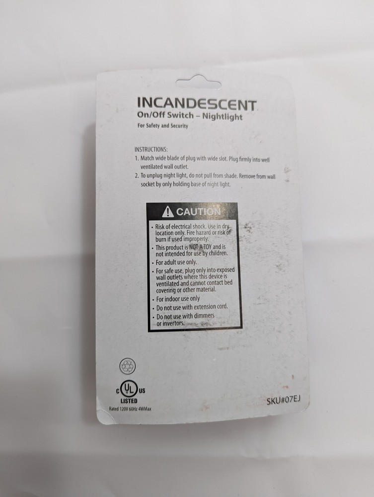 Christmas Tree Nightlight - Incandescent with On Off Switch - Sealed