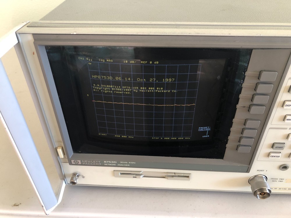 HP/Agilent 8753D 30kHz-6GHz Network Analyzer S-Parameter Test Set Opt:006/010+