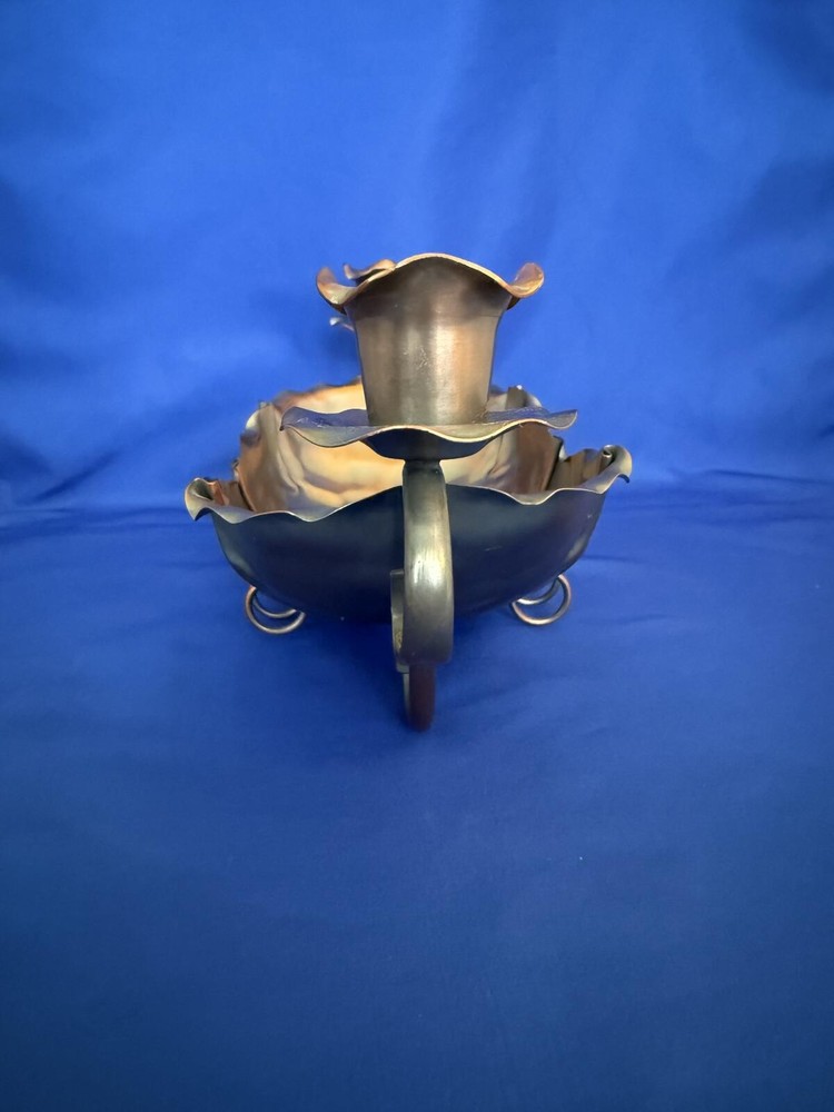 Gregorian Copper Console Bowl With Candle Holders