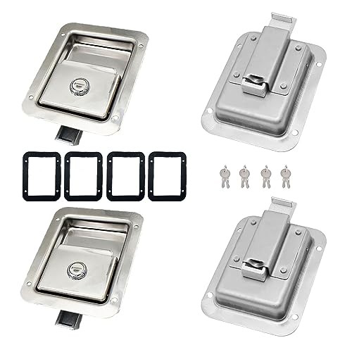 Pack Stainless Door Lock Heavy Duty Flush Mount Handle Latch for Trailer 4