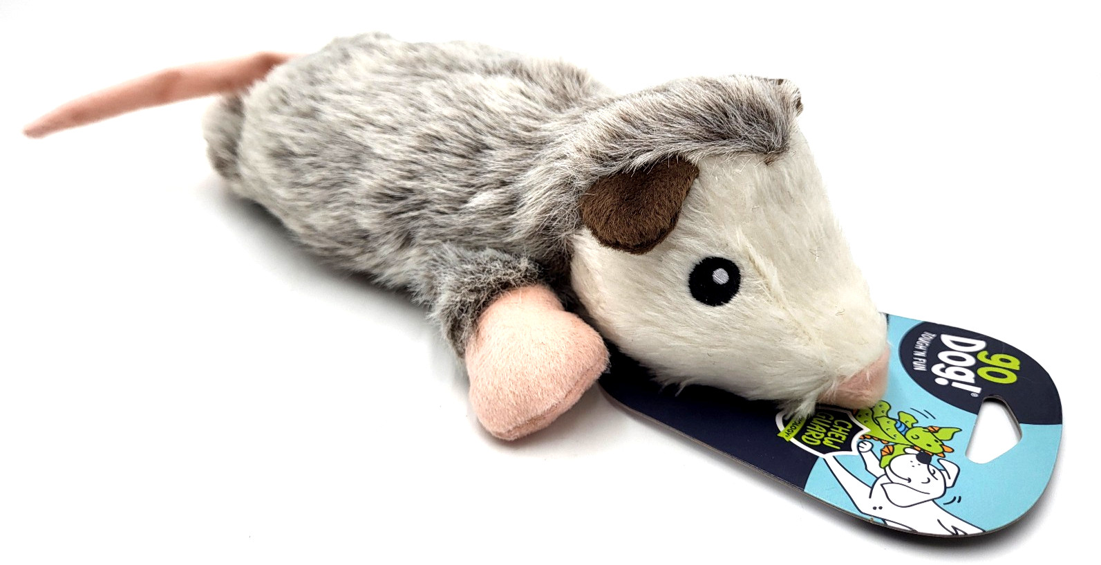GoDog Flatz Flattie Opossum Large Squeaky Toss & Shake Dog Toy 12"
