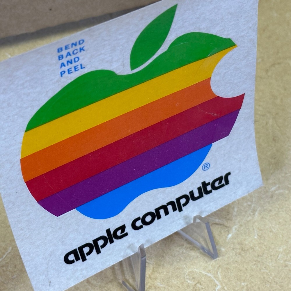 EARLY DAY APPLE STICKER "Bend back and peel" _ Authentic Original Apple Computer