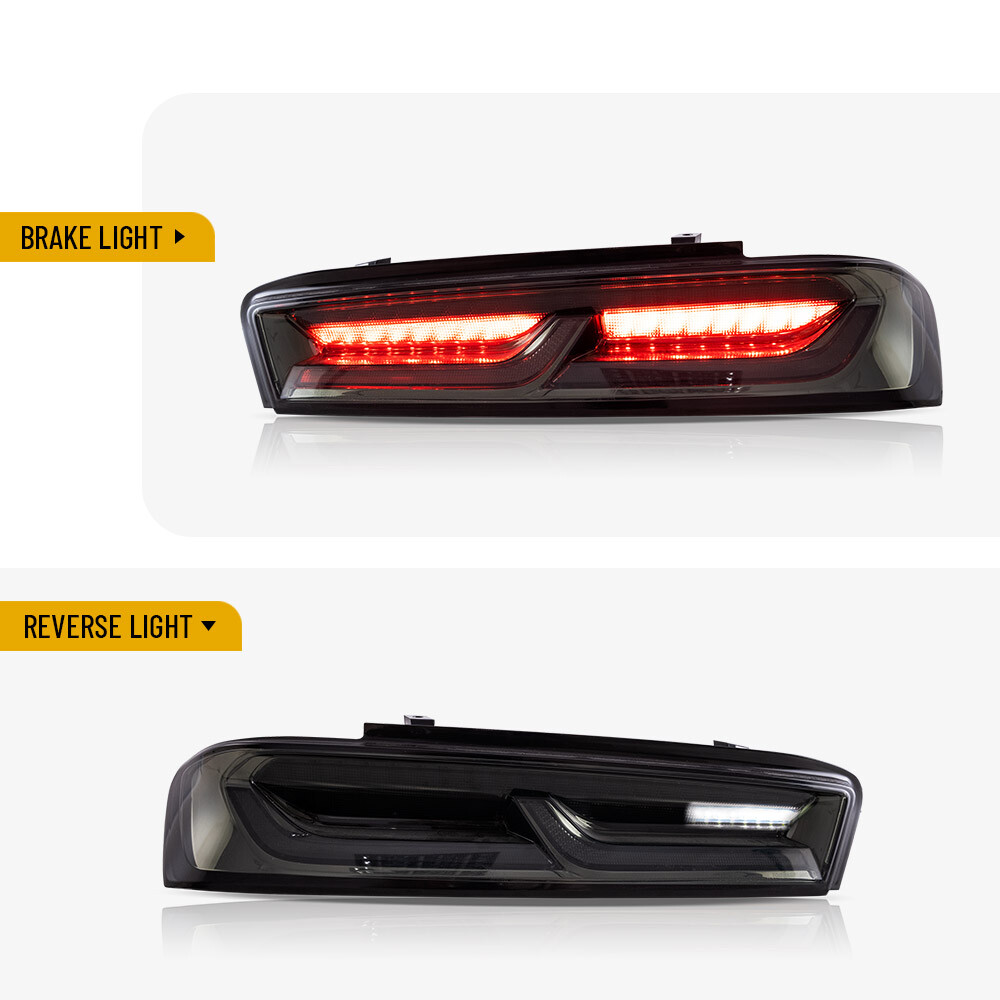 VLAND LED Tail Lights For Chevy Camaro 2016-2018 DRL FULL Smoked Rear Lights