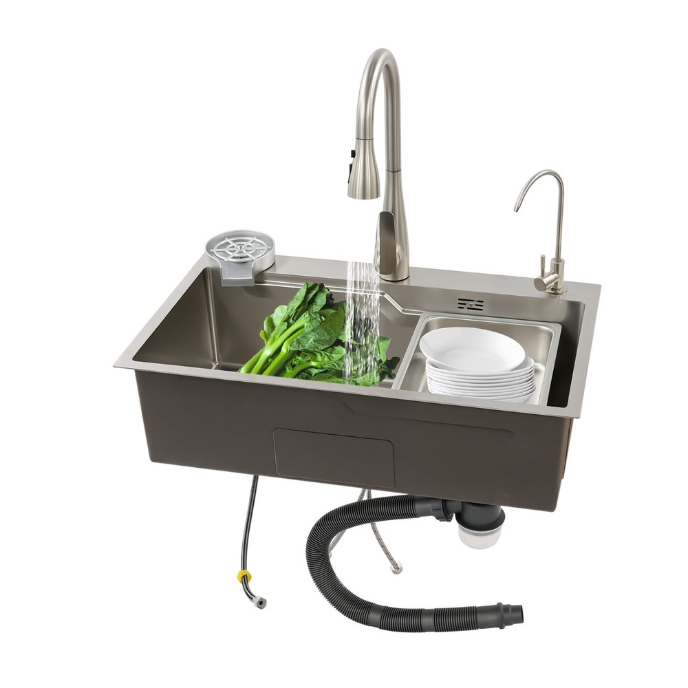 29.53-inch Undermount Workstation Kitchen Sink Single Bowl with Pull-out Faucet