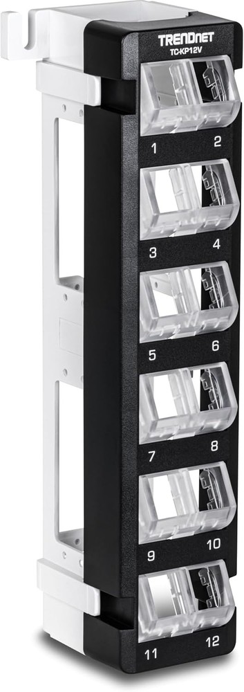 TRENDnet 12-Port Blank Angled Wall Mount Keystone Patch Panel, TC-KP12V, Use wit