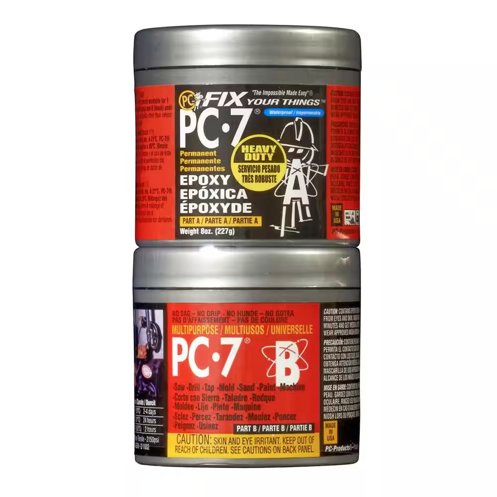 Multipurpose PC-7 Two Part Epoxy Adhesive Paste 1/2 lb, A (grey) B (black) Cans