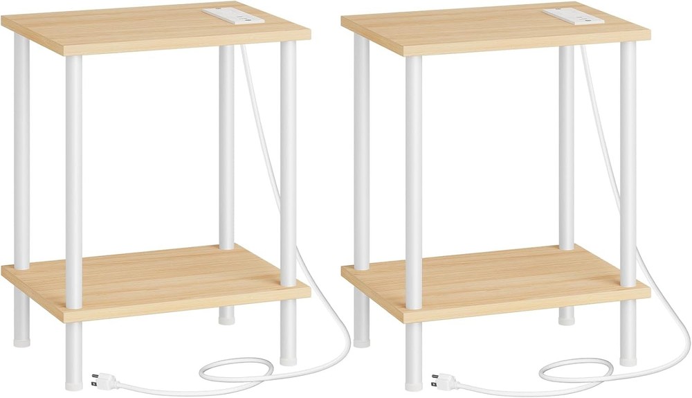 Side Table W/ Charging Station End Table W/ USB Port & Outlets Nightstand W/
