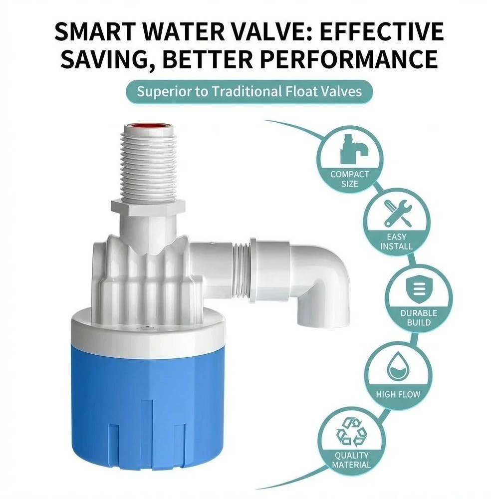 Fully Automatic Water Level Control Float Valve 1/2" Auto Shut Off Water Stop