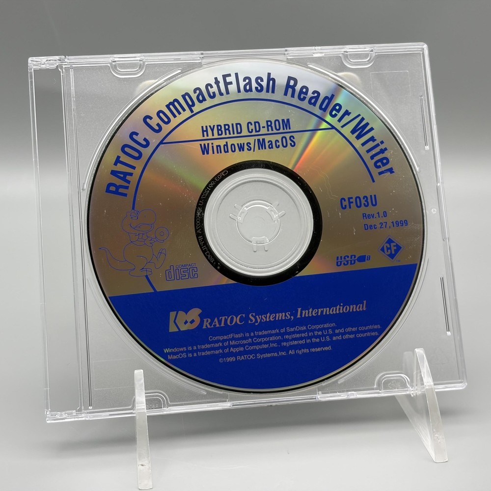 Vintage 1999 RATOC CompactFlash Reader/Writer CF03U Hybrid Driver CD Windows Mac
