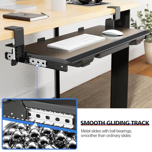 Large Height Adjustable Keyboard Tray with Sturdy C-Clamp Height adjustable