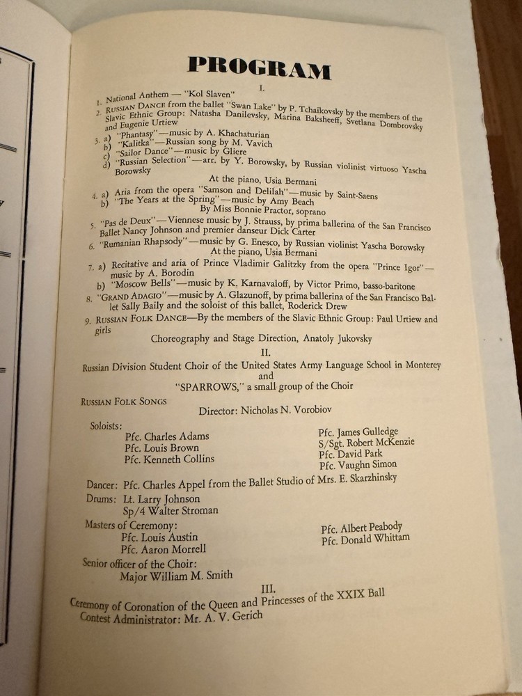 1959 San Francisco Russian Disabled Veterans Ball Program Cold War Ephemera
