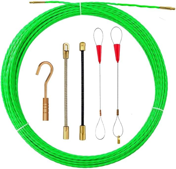 37FT Fish Tape Wire Puller Including 5Adapters- Durable Cable Retraction Aid for
