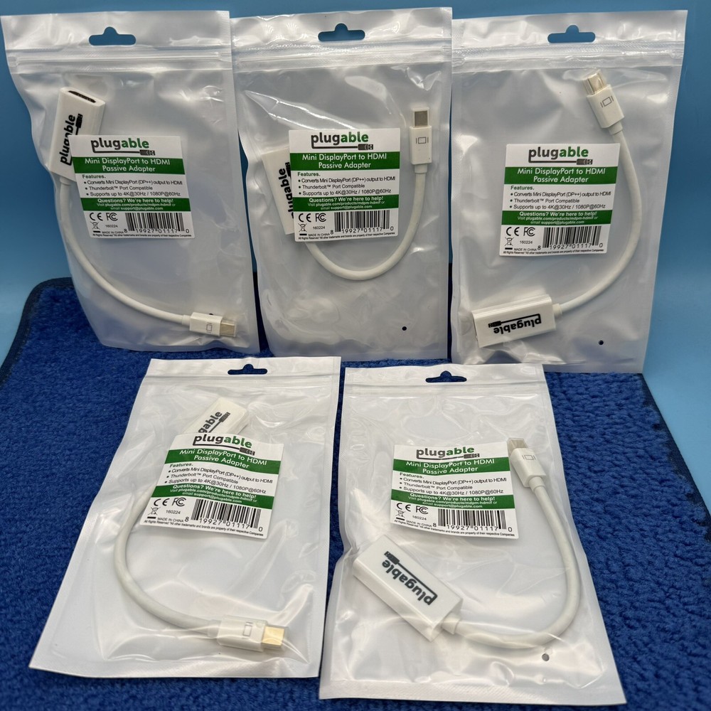 5x Plugable Mini DIsplayPort to HDMI 2.0 Adapter