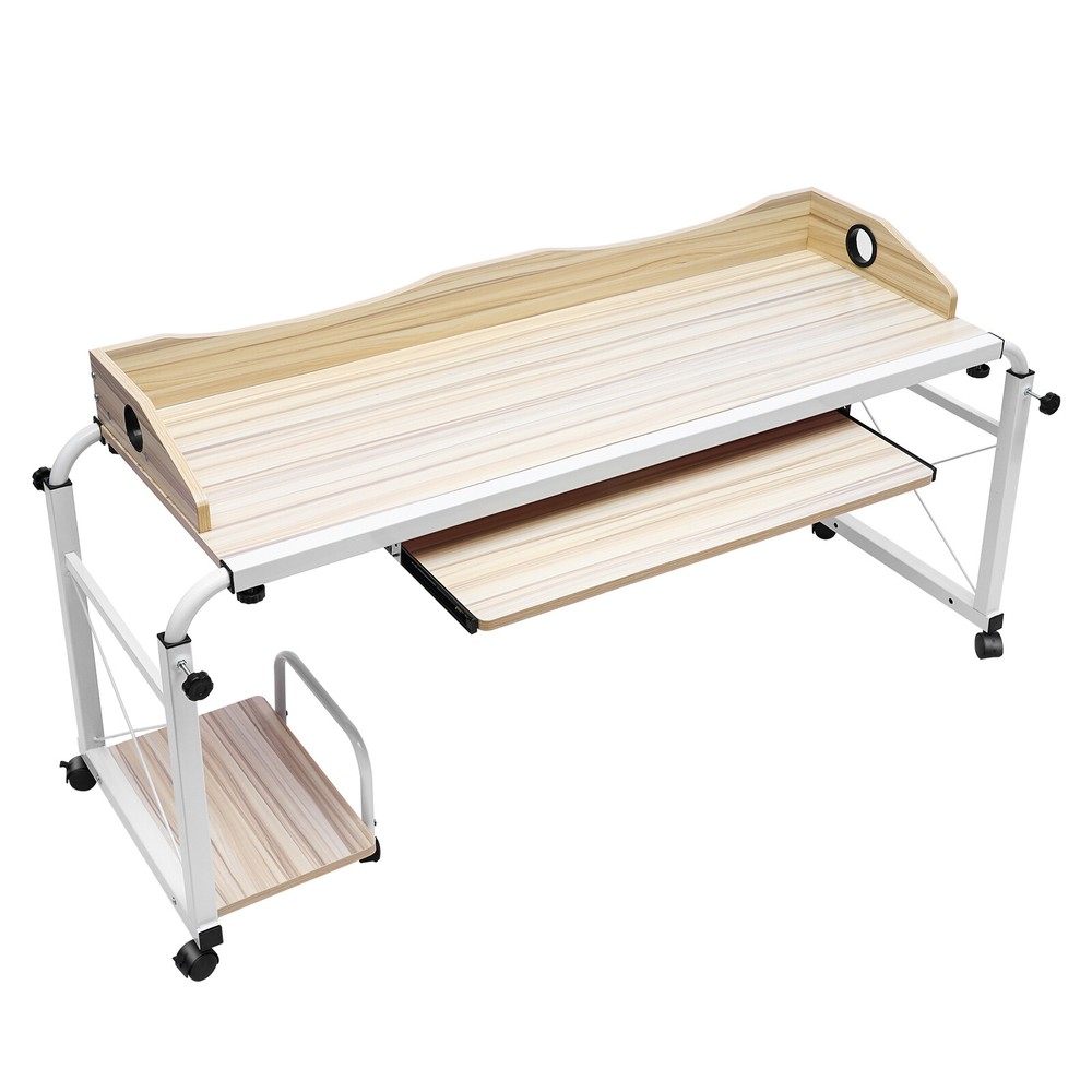 Mobile Adjustable Home Office Desk - Cross-Bed Stretchable & Movable Design