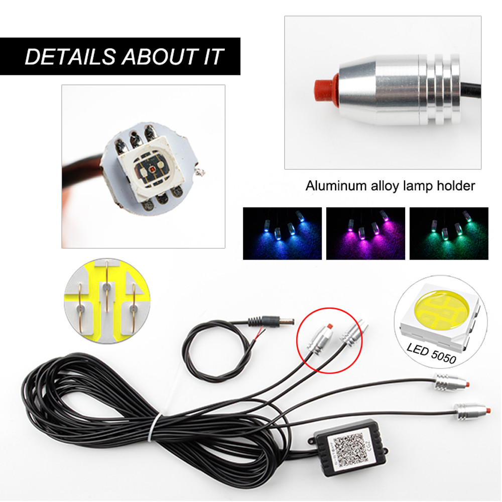 RGB Multi-Color LED Car Interior Strips Bluetooth APP Control Atmosphere Light