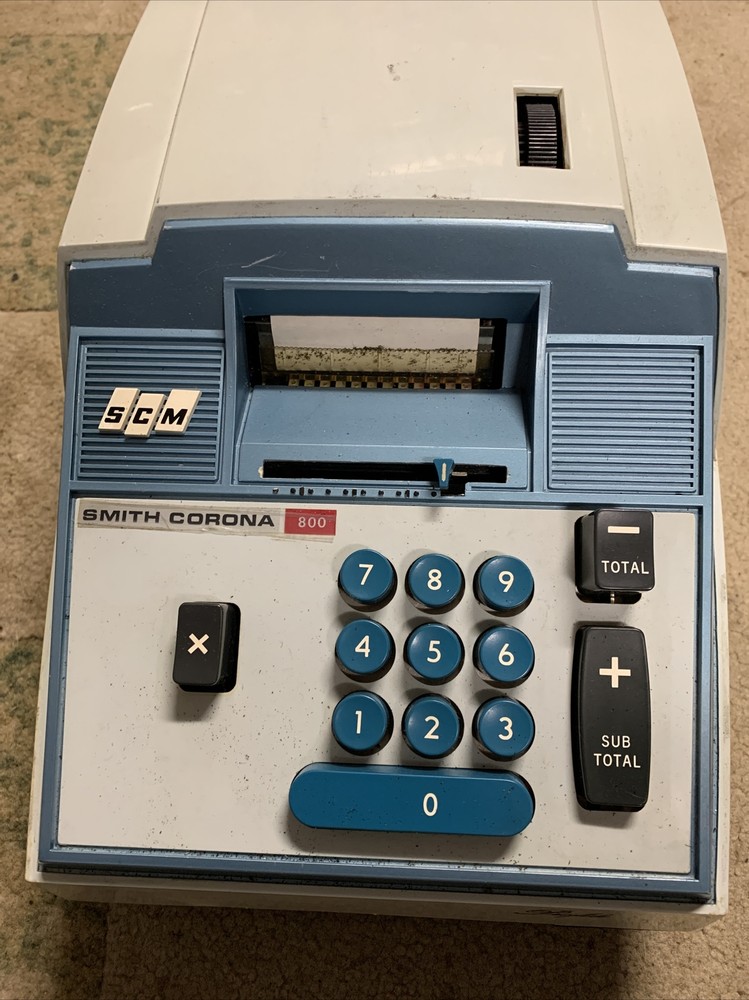 Vintage Smith Corona Model 800 Electric Adding Machine With Cover